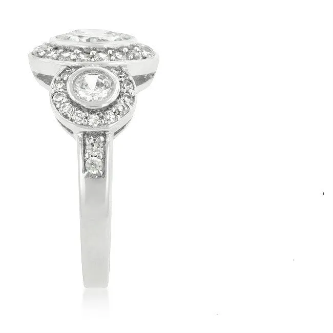 Nikki 2ct Round Tri-Stone CZ Engagement Ring | 7ct