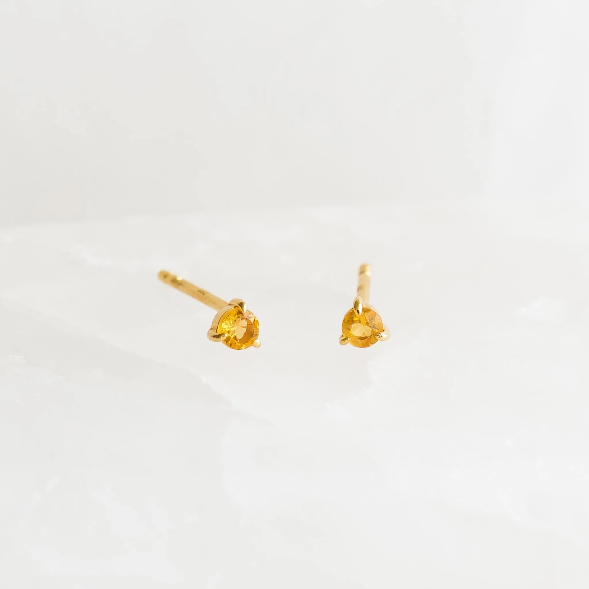 November Birthstone Stud Earrings 14k Gold - Citrine