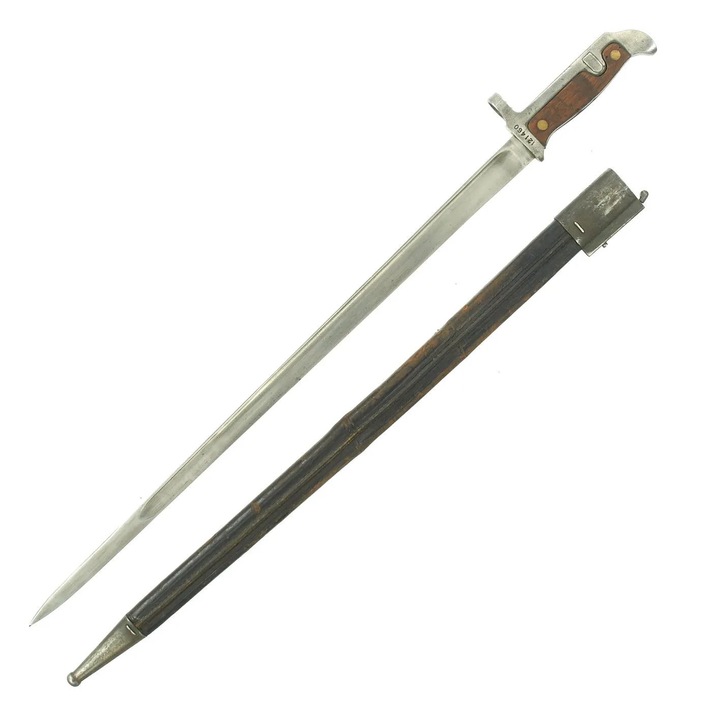 Original Danish Krag–Jørgensen M1915 T-Back Bayonet for Gevær M/89 Rifle with Scabbard