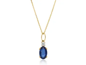 Oval Sapphire and Diamond Necklace