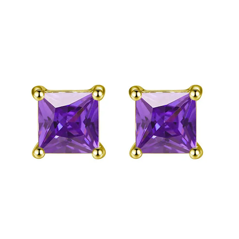 Paris Jewelry 18K Yellow Gold 1 Carat Created Princess Sapphire Birthstone Stud Earrings All Colors Plated