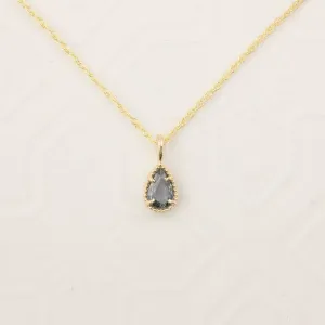 Pear Cut Sapphire Solitaire Dahlia Necklace, 14k yellow gold (One of a kind)