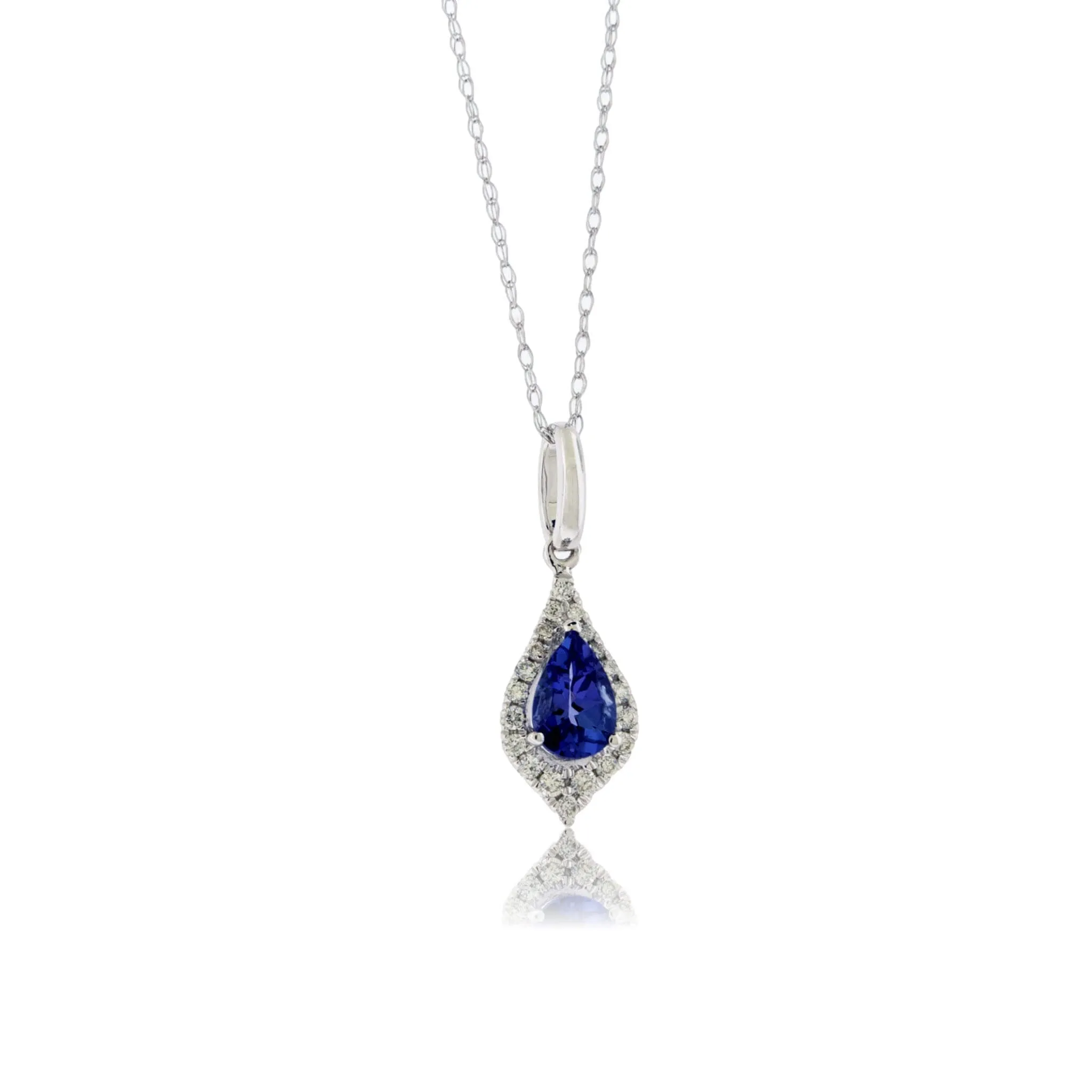 Pear-Cut Tanzanite Unique Diamond Halo Pendant