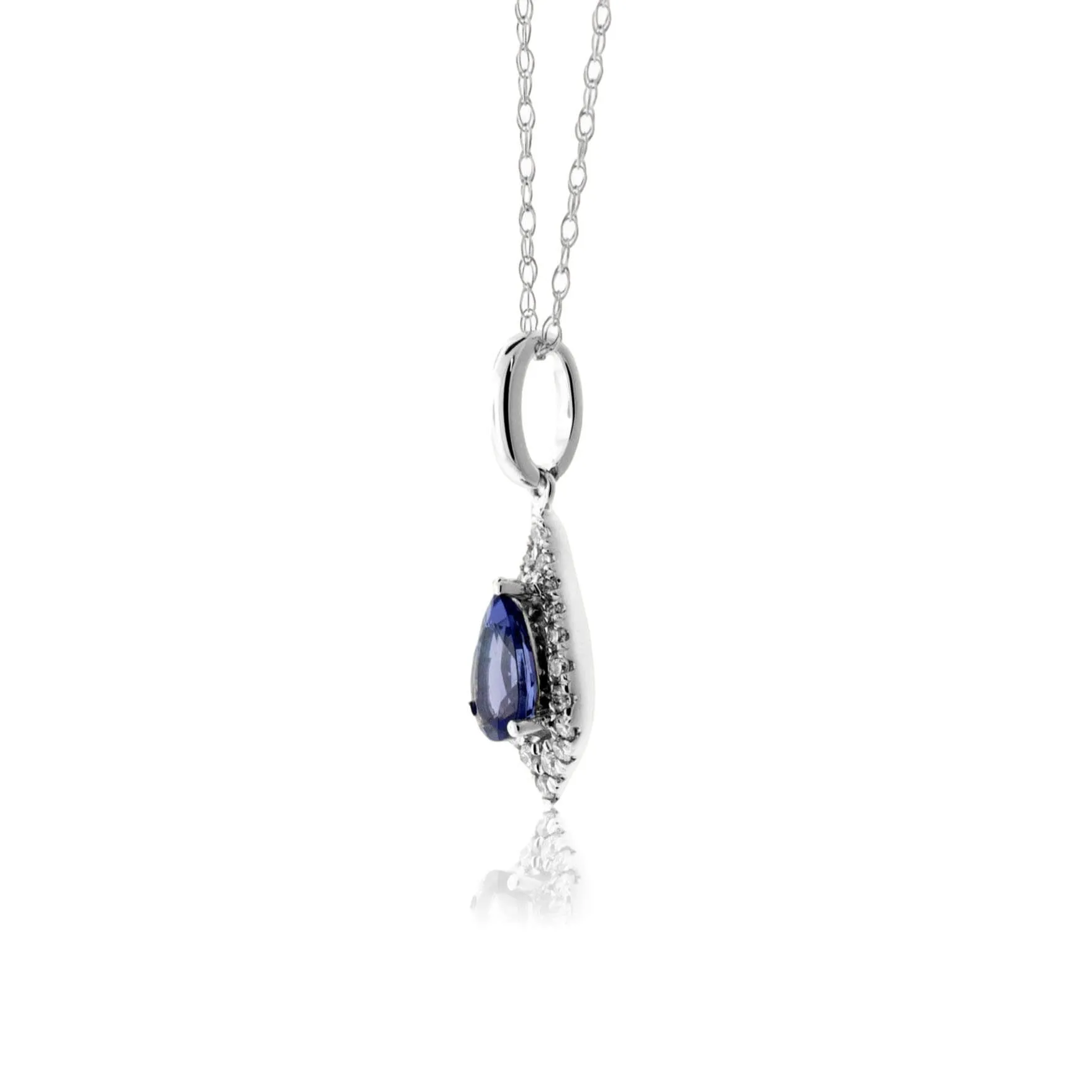 Pear-Cut Tanzanite Unique Diamond Halo Pendant