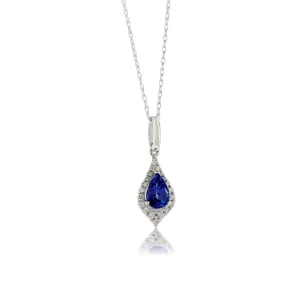 Pear-Cut Tanzanite Unique Diamond Halo Pendant