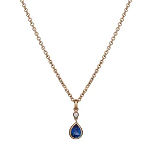 Peardrop Necklace - Sapphire and Diamond