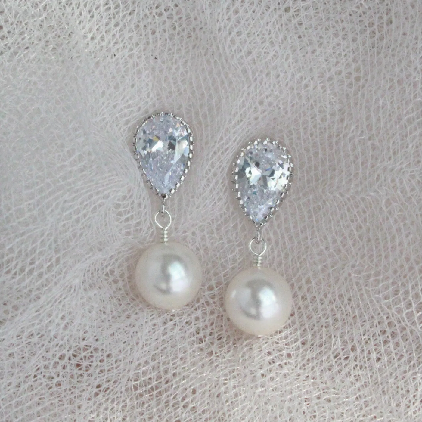 Pearl & Silver Post Earrings