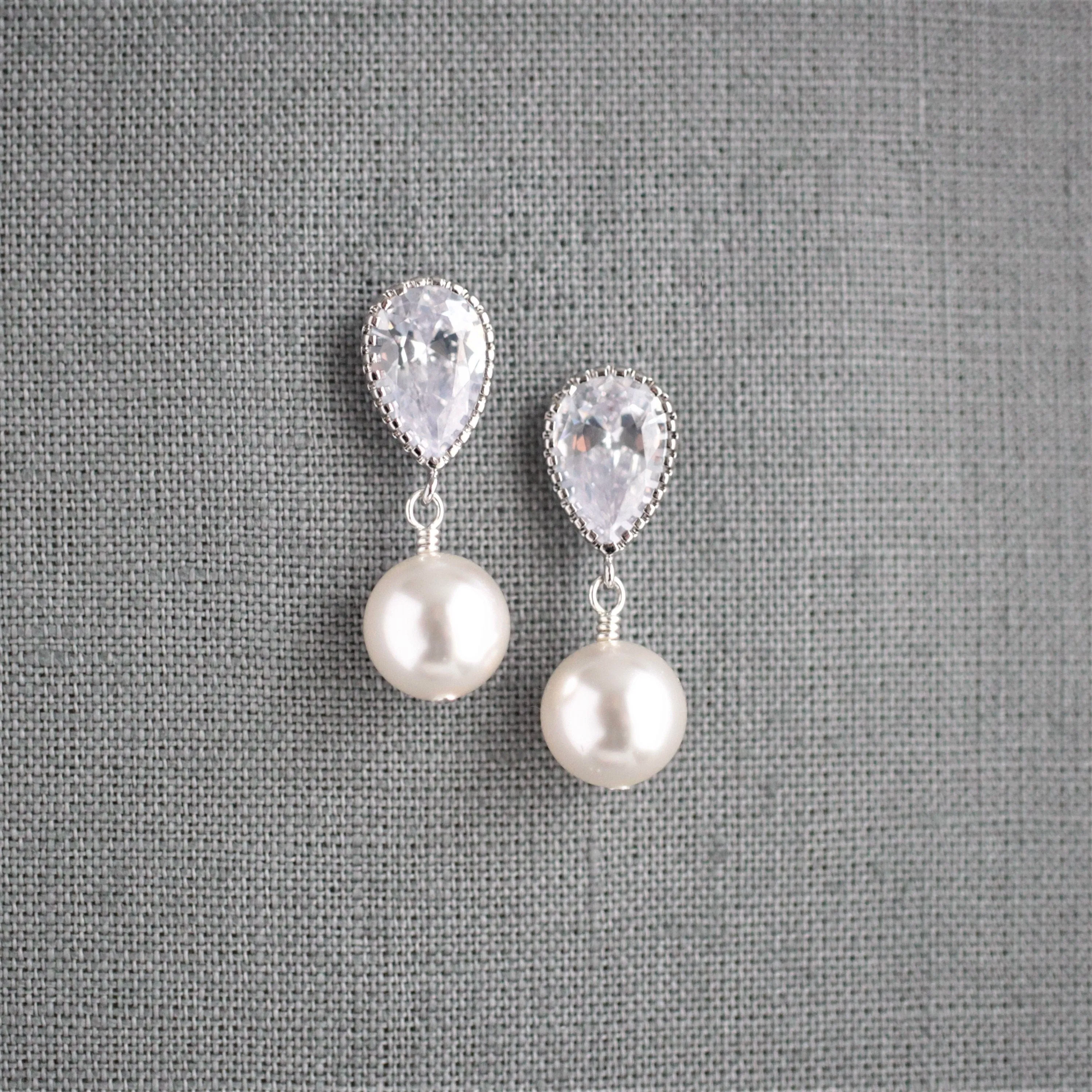 Pearl & Silver Post Earrings