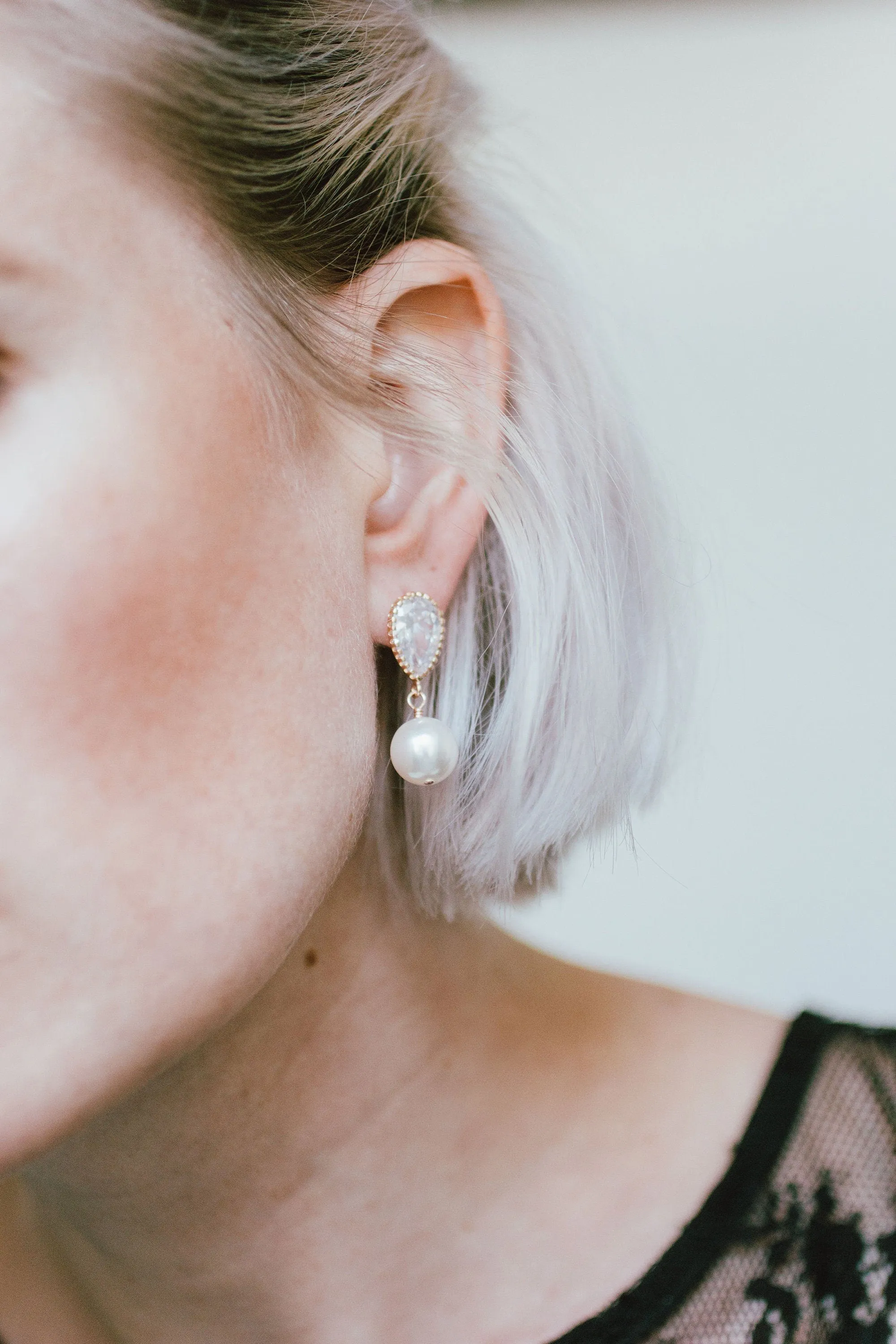 Pearl & Silver Post Earrings