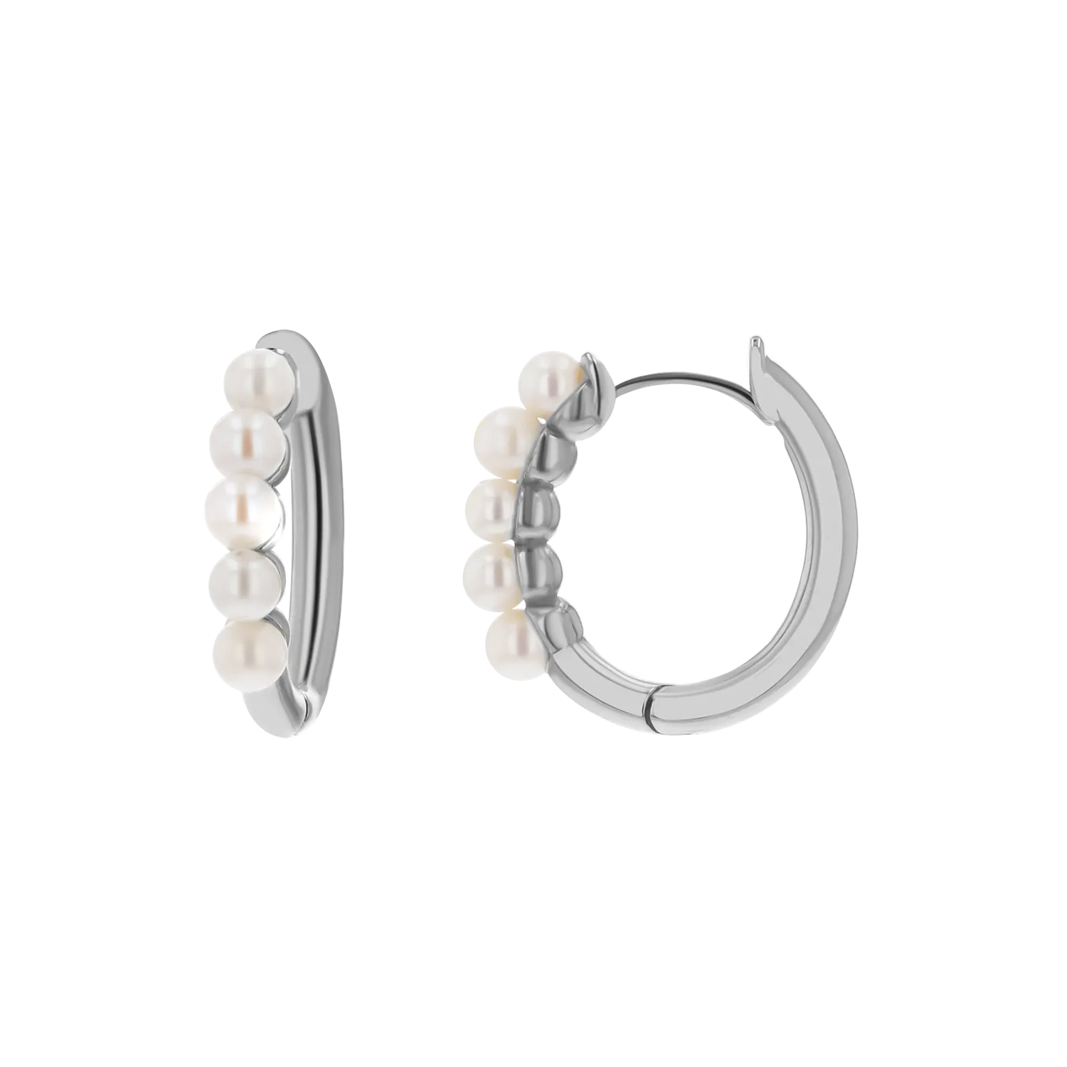 Pearl Huggies Hoop Earrings