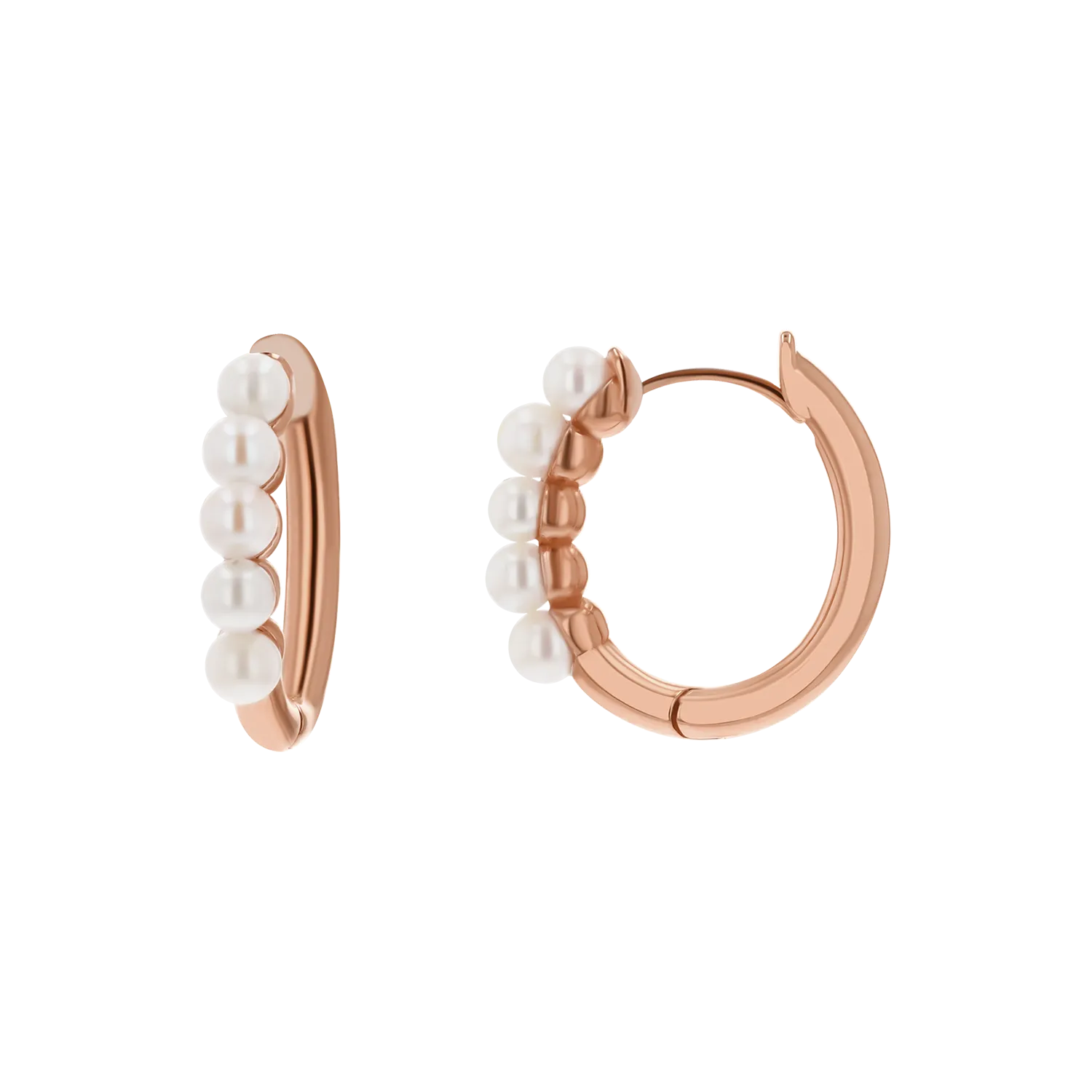 Pearl Huggies Hoop Earrings