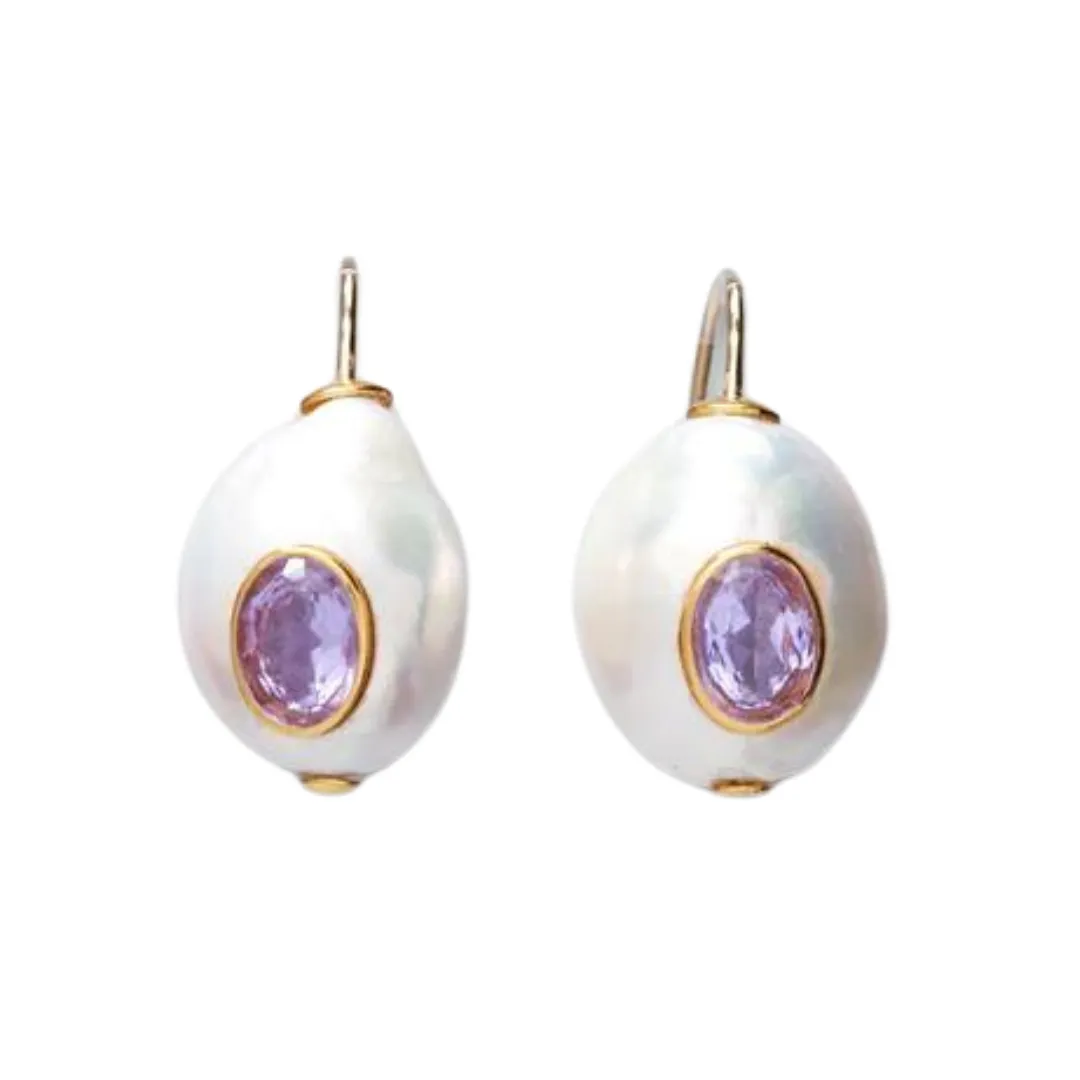 Pearl Pablo Earrings - Pink Amethyst