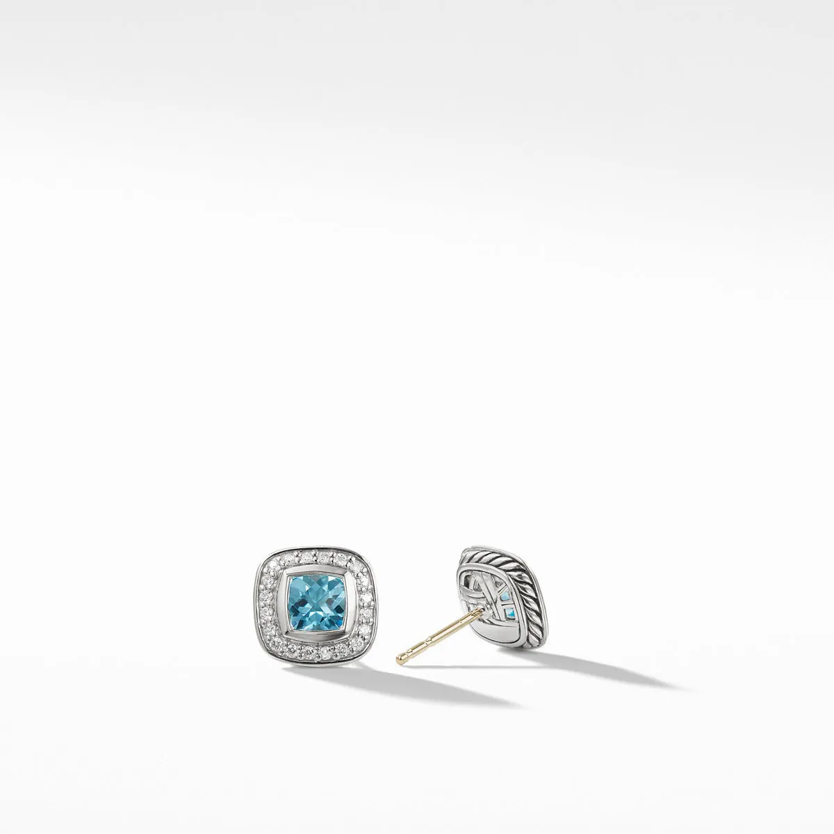 Petite Albion Earrings with Blue Topaz and Diamonds