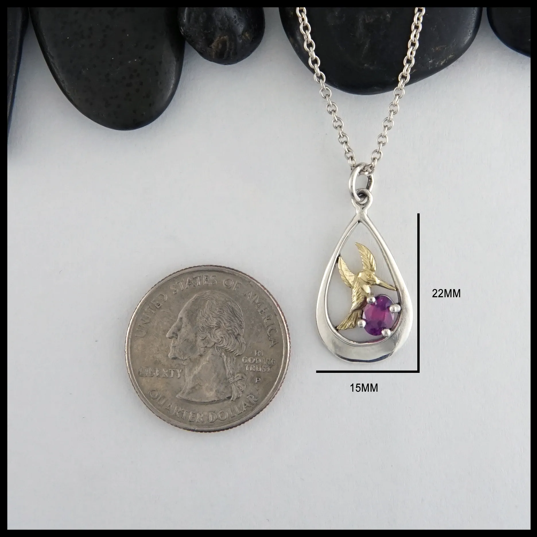 Pink Sapphire Hummingbird Pendant