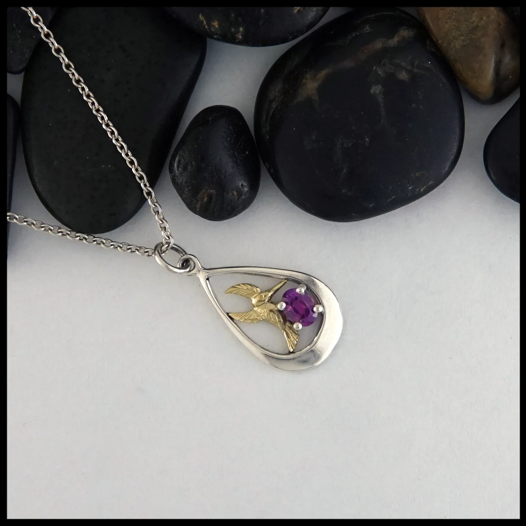 Pink Sapphire Hummingbird Pendant