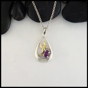 Pink Sapphire Hummingbird Pendant