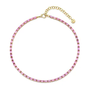 PINK SAPPHIRE TENNIS NECKLACE