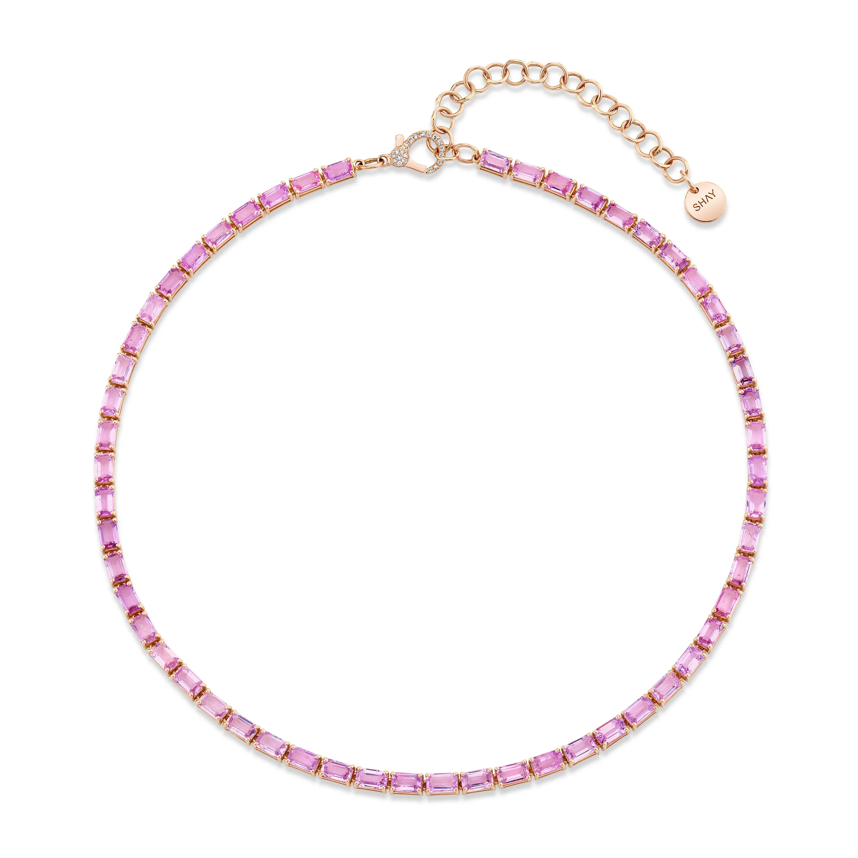 PINK SAPPHIRE TENNIS NECKLACE