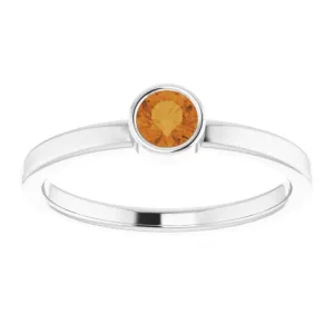 Platinum 4 mm Natural Citrine Ring