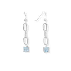 Polished Link and Blue Topaz Drop Earrings