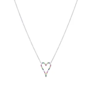 Prismatic Heart Rainbow Sapphire Necklace