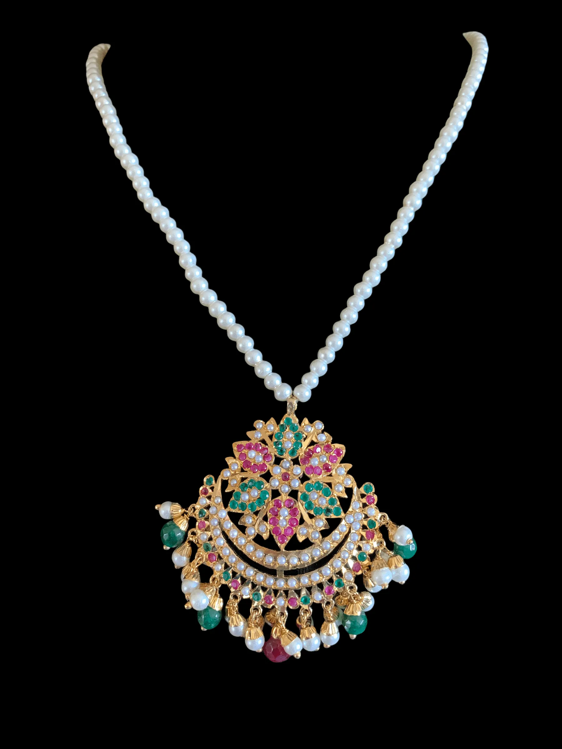 PS463 Mohini pendant set ( emerald ruby    ) READY TO SHIP