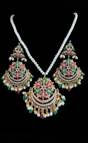 PS463 Mohini pendant set ( emerald ruby    ) READY TO SHIP