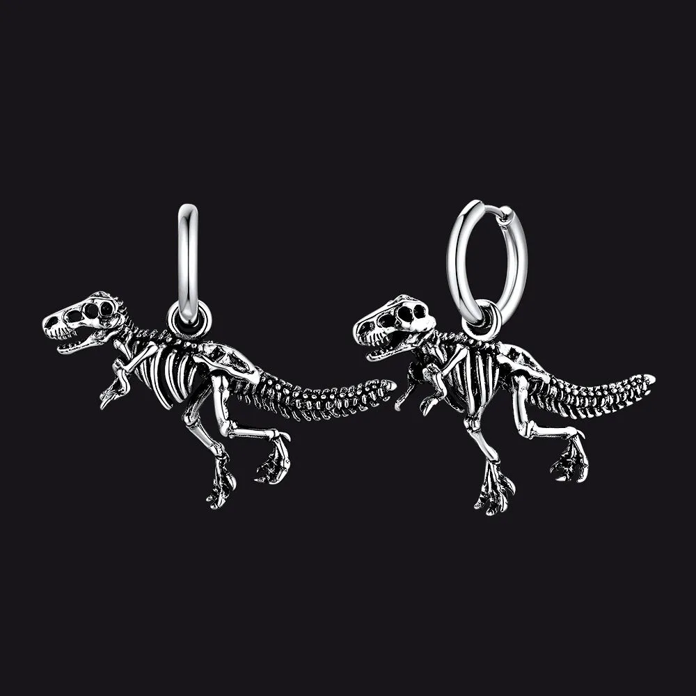 Punk Small Dragon Hoop Earrings for Men Women