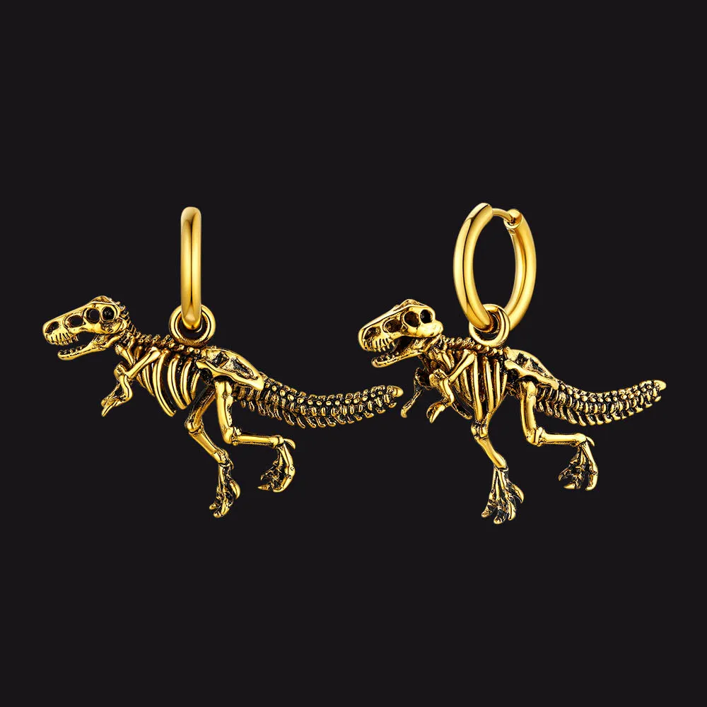 Punk Small Dragon Hoop Earrings for Men Women