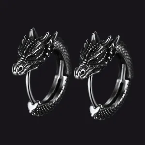 Punk Small Dragon Hoop Earrings for Men Women