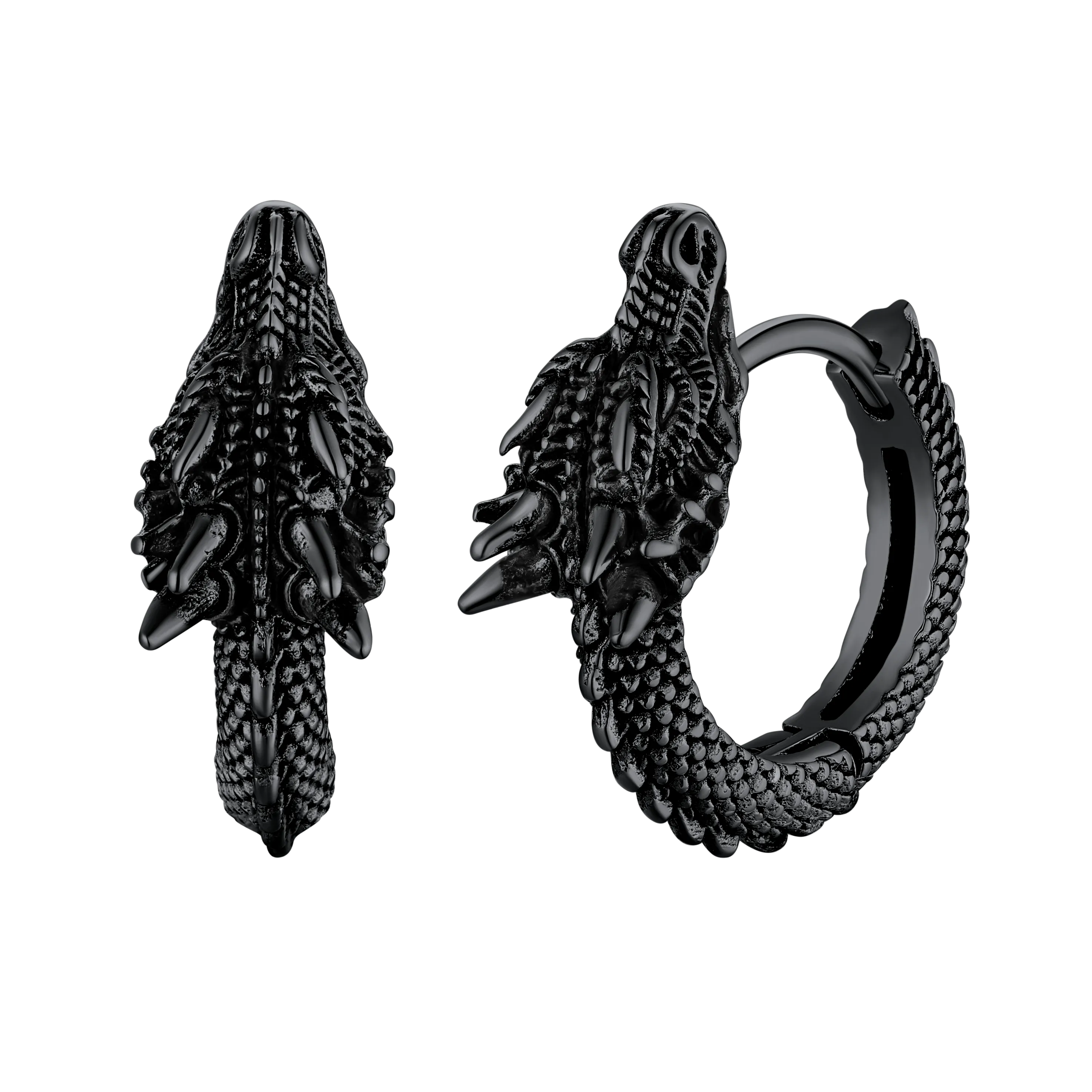 Punk Small Dragon Hoop Earrings for Men Women