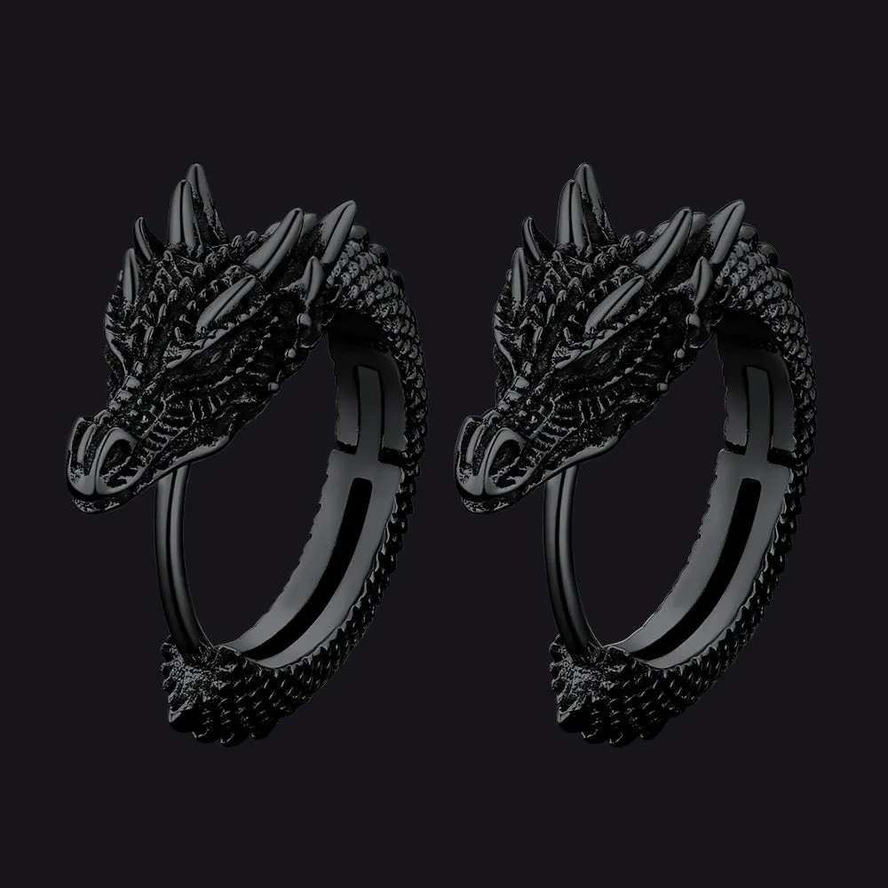 Punk Small Dragon Hoop Earrings for Men Women