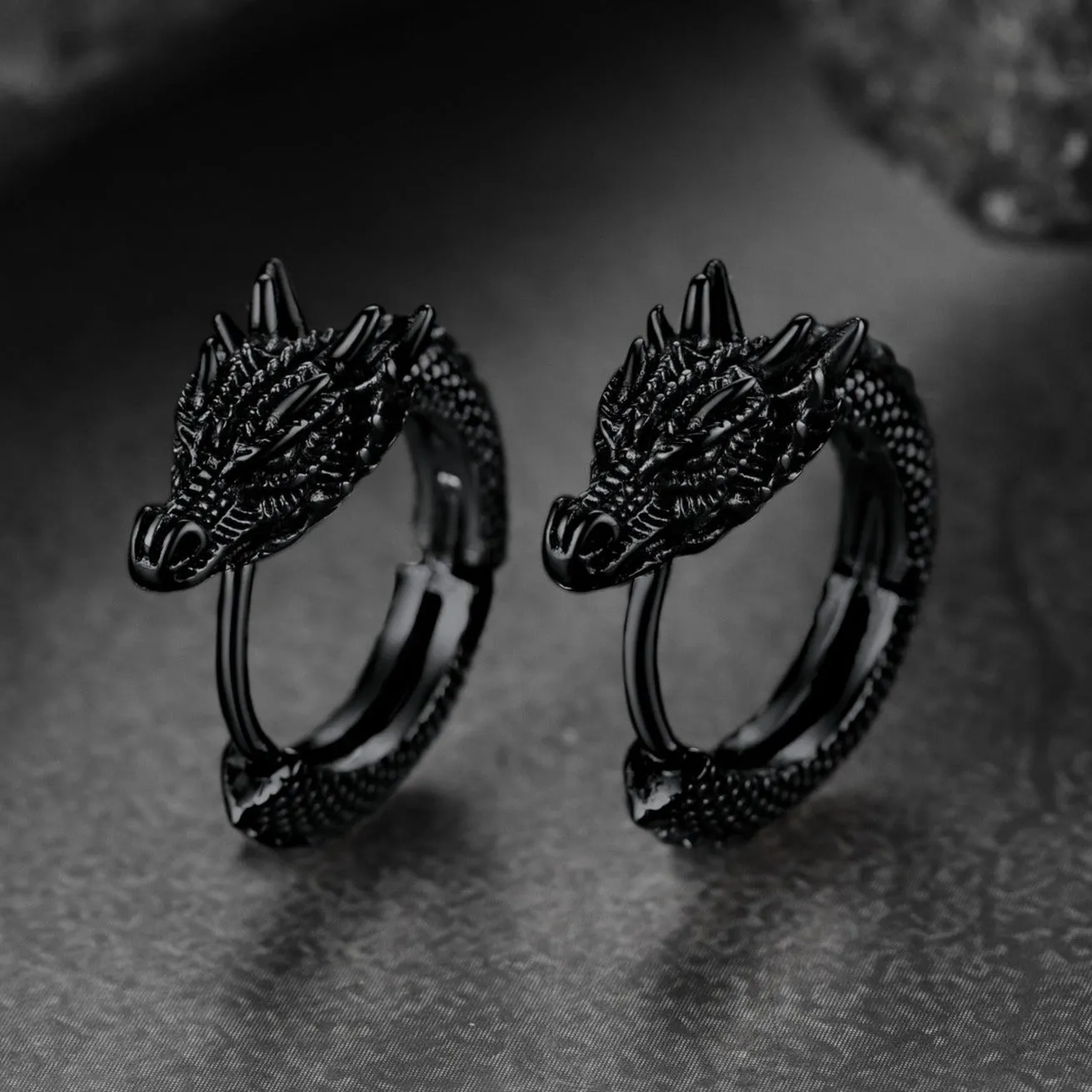 Punk Small Dragon Hoop Earrings for Men Women