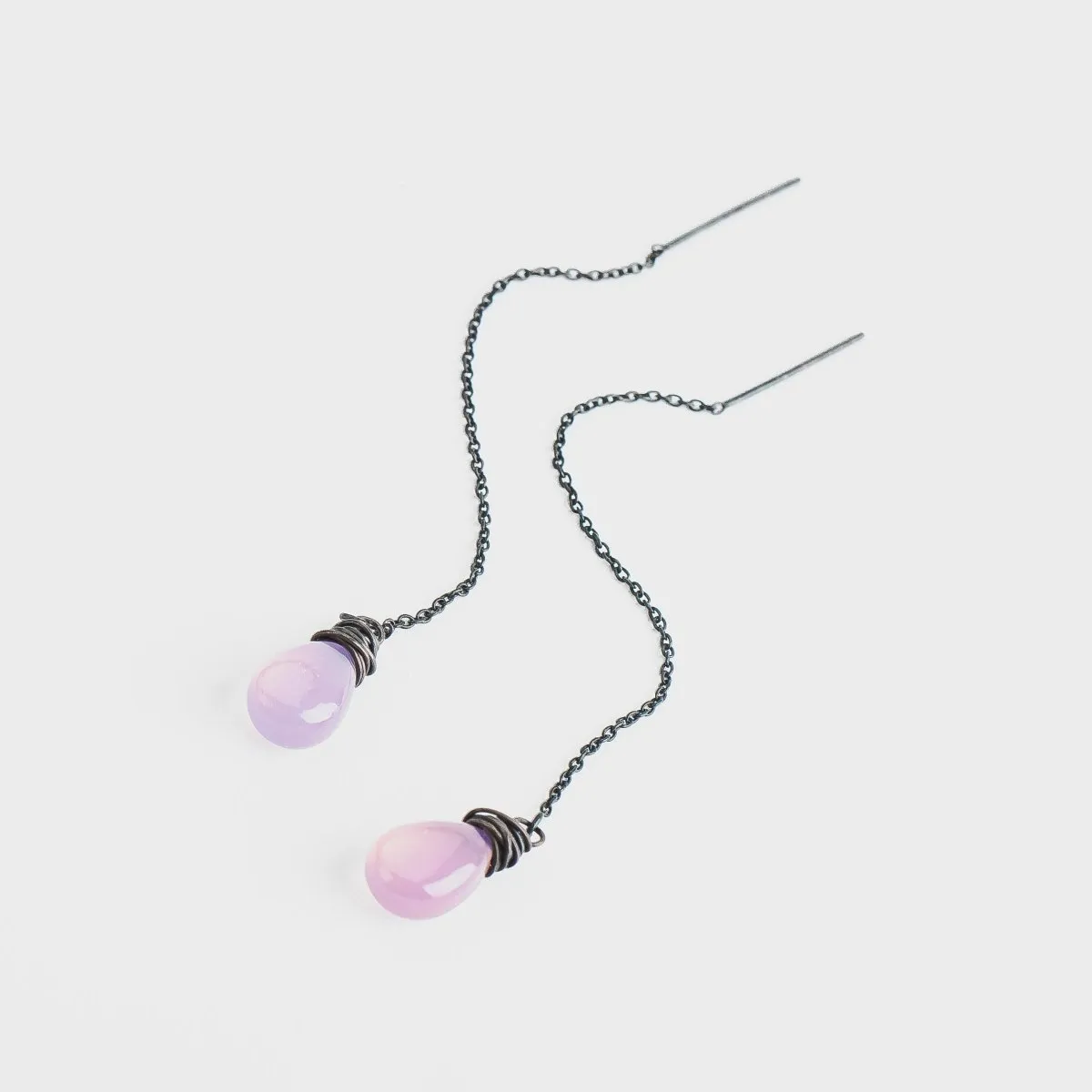 Purple Chalcedony Threader Earrings