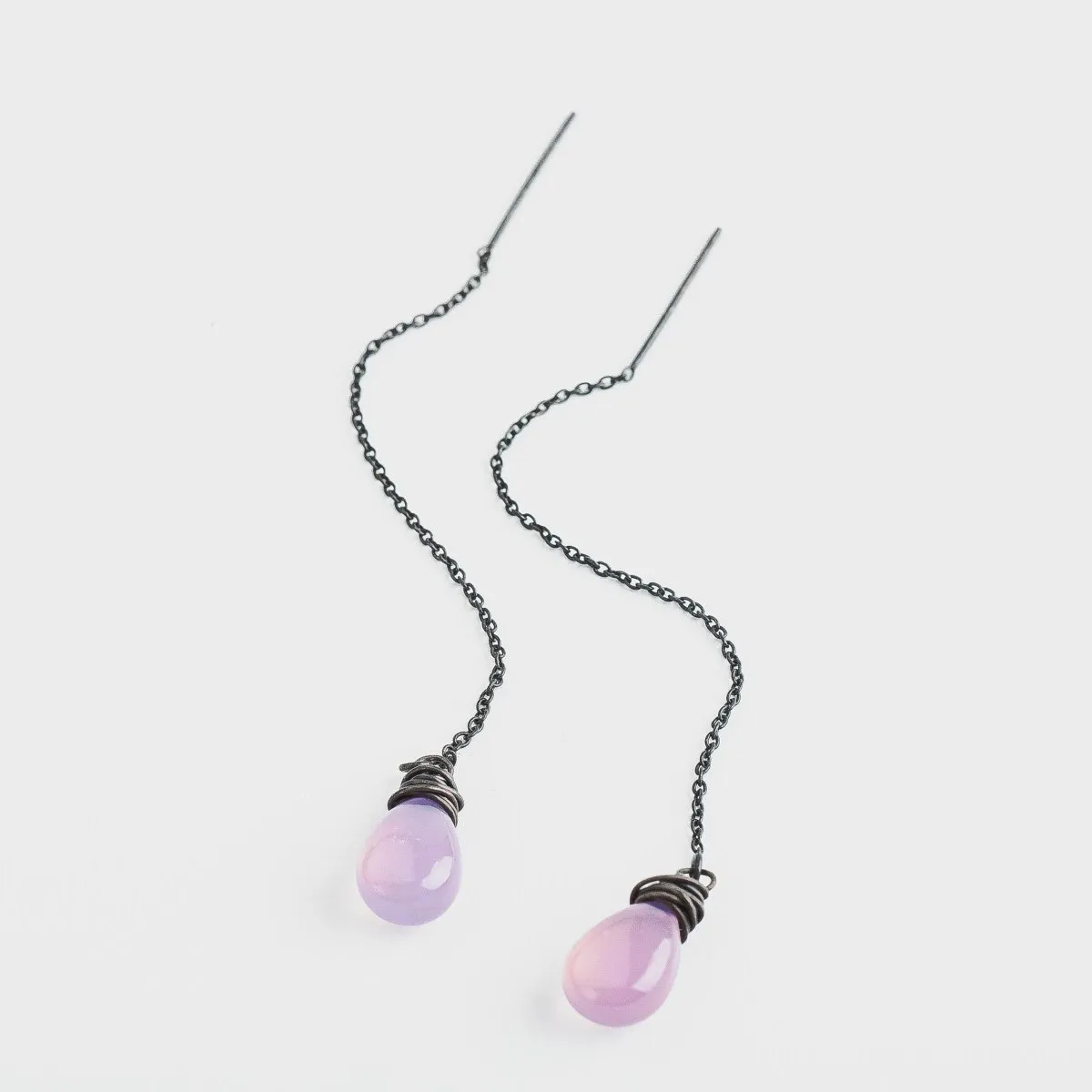 Purple Chalcedony Threader Earrings