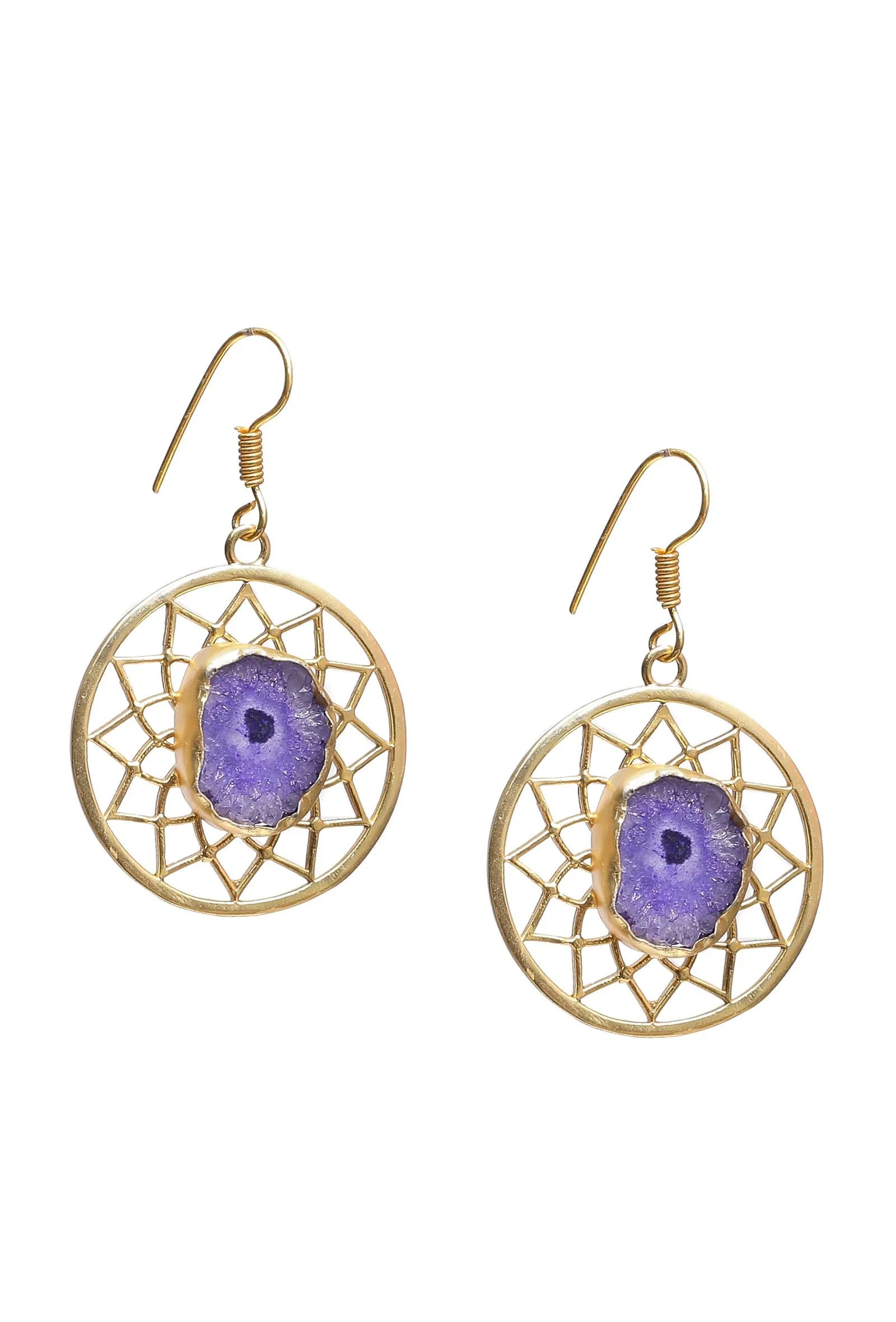 Purple Enamel Gold Earrings