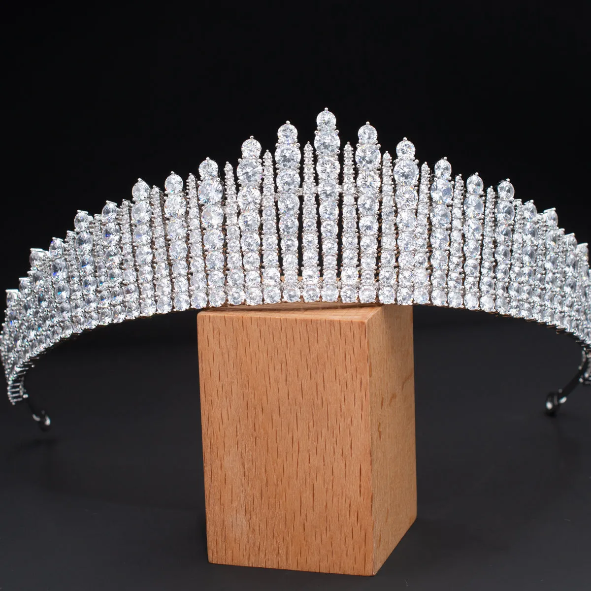 Queen Mary’s Fringe Tiara,Cubic Zirconia Tiara for Wedding,Crystal Bride Diadem Hair Accessories CH10345