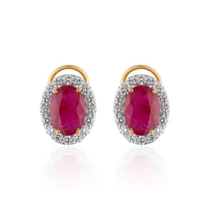 Rani Ruby (12.15ct) and Diamond (2.15ct)Studs, 18k Gold