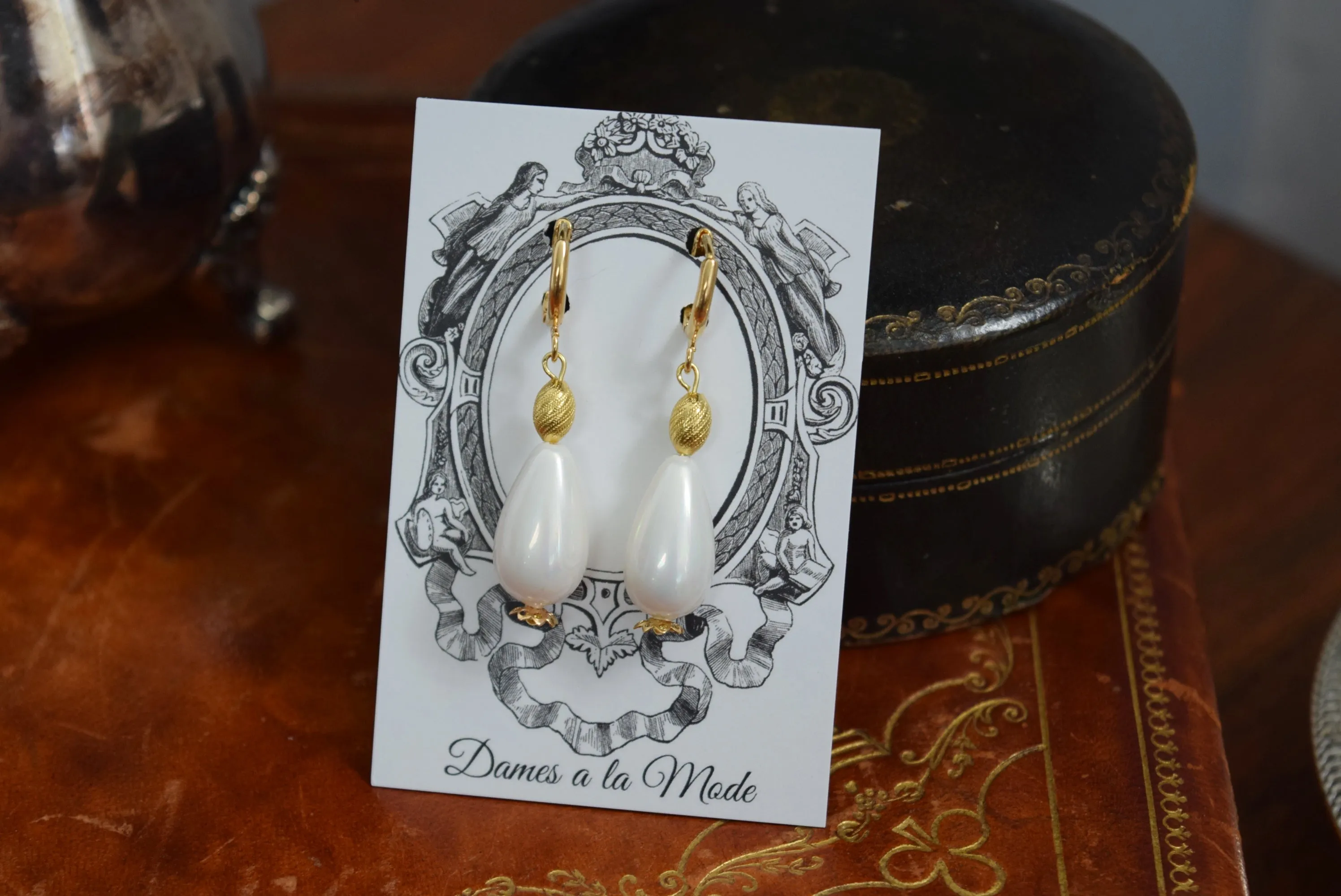 Renaissance Pearl and Gold Earrings - Titian Inspired