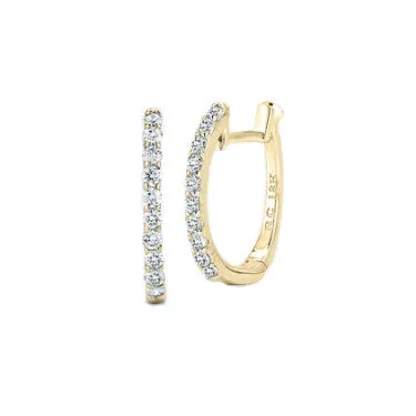 Roberto Coin 18k Yellow Gold 10MM Micropave Diamond Huggy Hoop Earrings