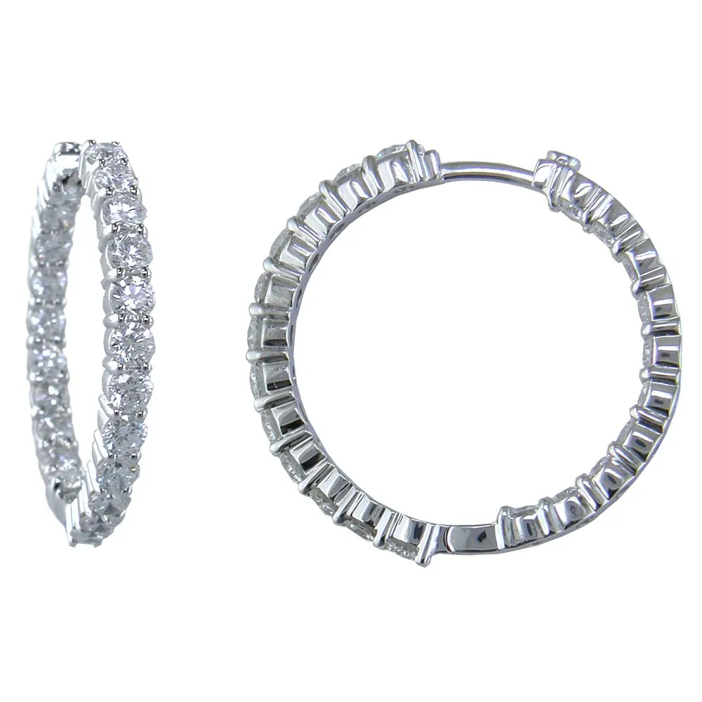 Roberto Coin 28mm Diamond Hoop Earrings 18K White Gold