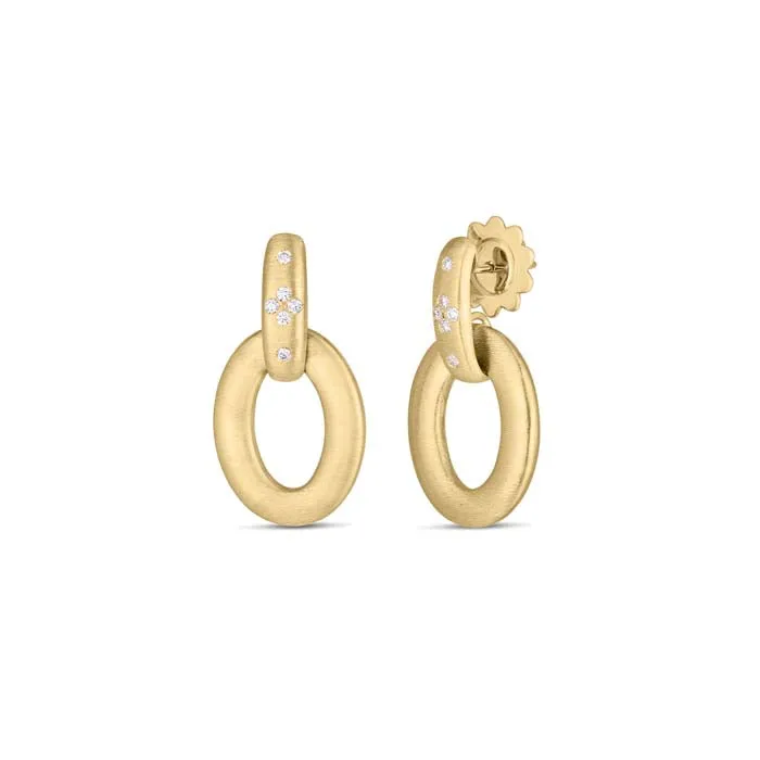 Roberto Coin Duchessa Small Door-Knocker Earrings with Diamonds in 18K Yellow Gold