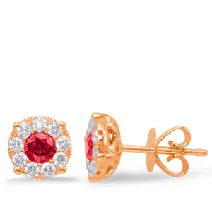 Rose Gold Ruby & Diamond Earring