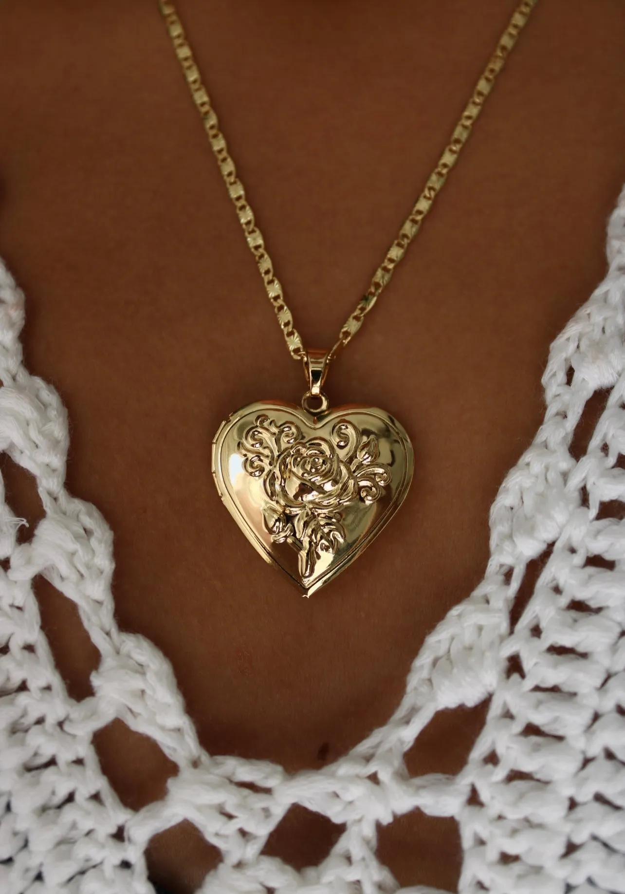 Rose Photo Locket Necklace