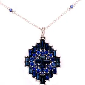 Round and Baguette Sapphire Necklace