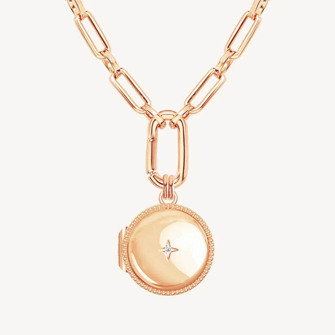 Round Photo Locket Necklace