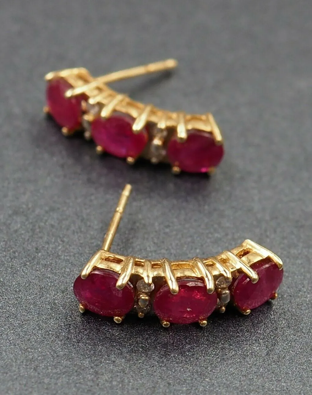 Ruby & Diamond 14ct Yellow Gold Stud Earrings