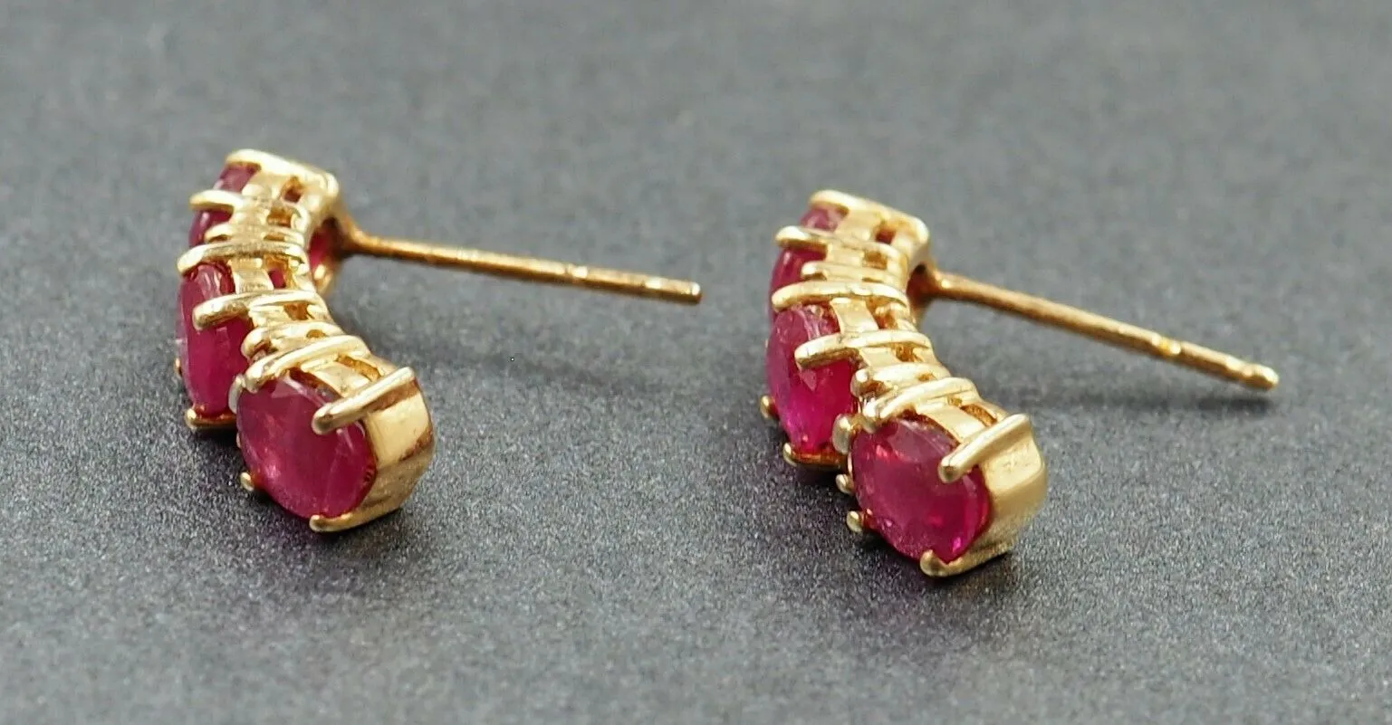 Ruby & Diamond 14ct Yellow Gold Stud Earrings