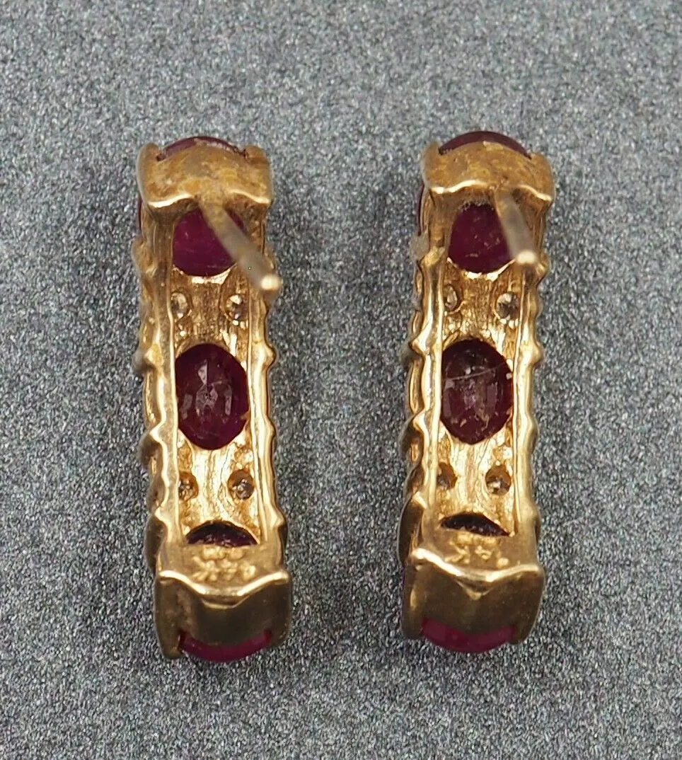 Ruby & Diamond 14ct Yellow Gold Stud Earrings