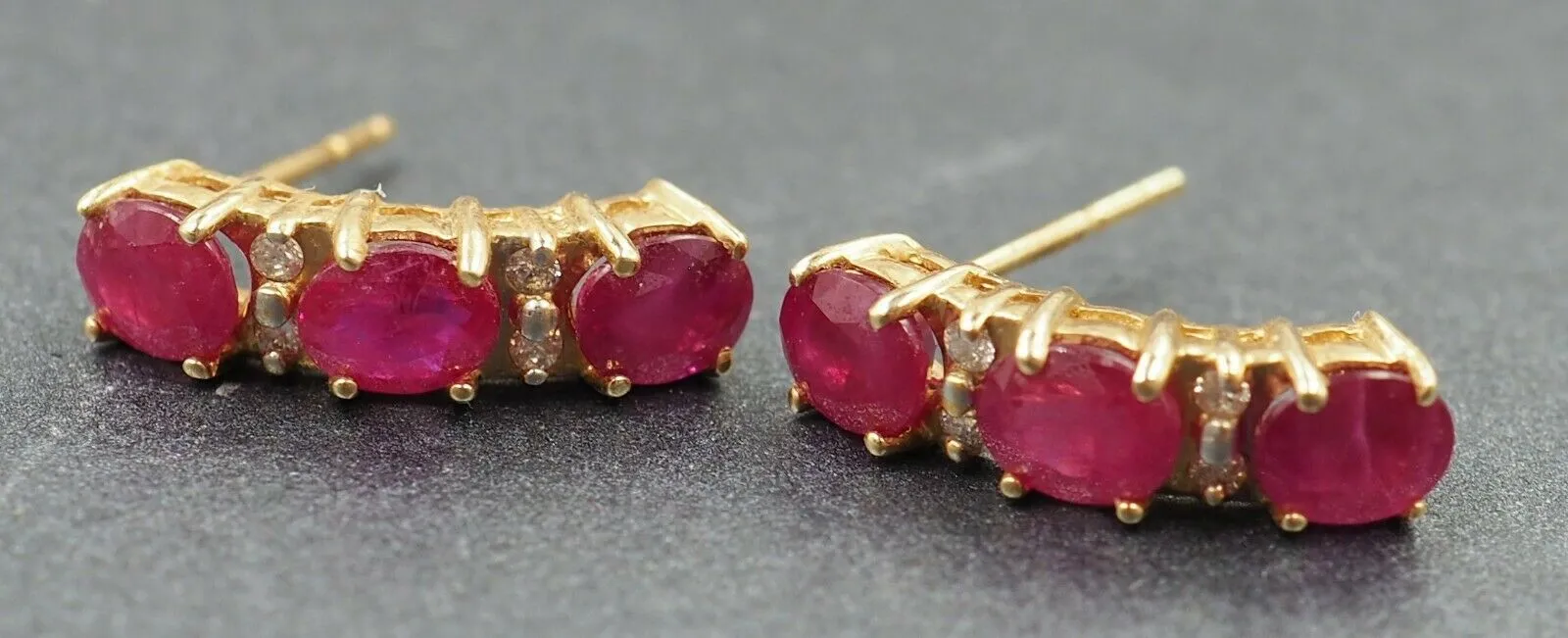 Ruby & Diamond 14ct Yellow Gold Stud Earrings